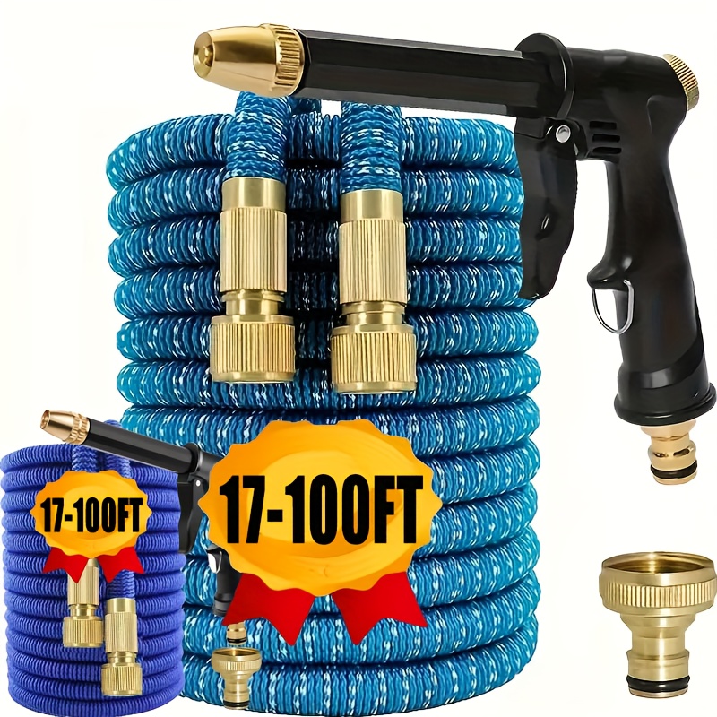 Flexible Extensible 25-100FT Magique Maison Et Jardin Tuyau Haute Pression Maison Pistolet D'arrosage Ensemble For L'irrigation Agricole Tuyaux De Lavage De Voiture (Color : Grey Hose, Size : 100FT