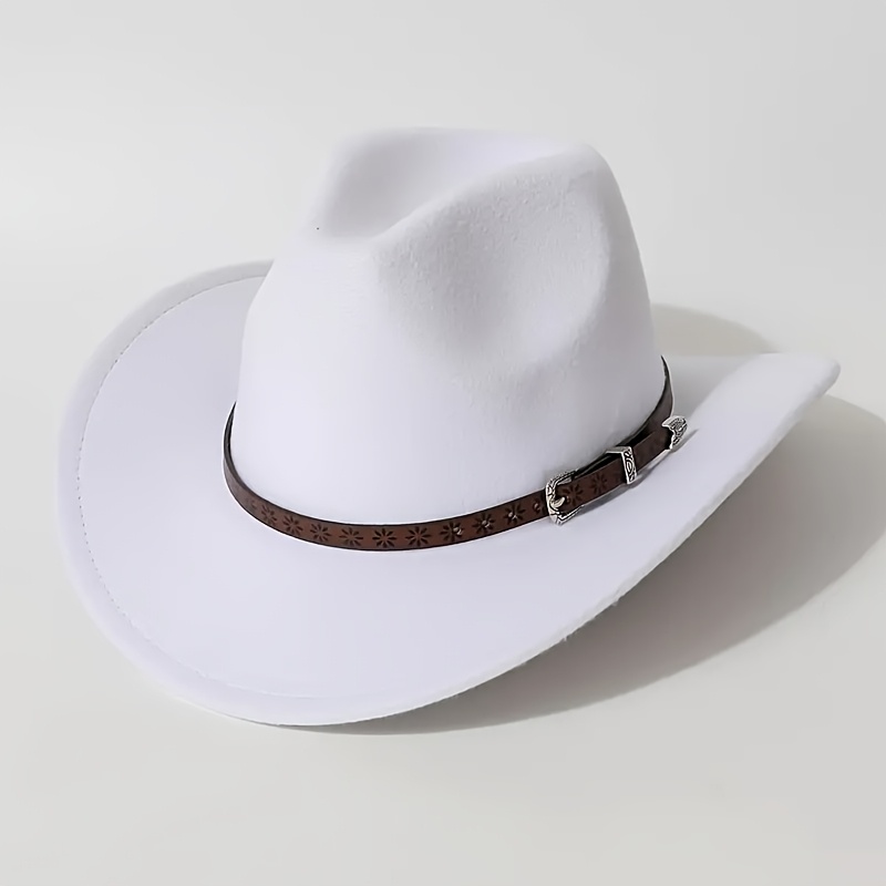 TEMU Women's Western Cowboy Hat, Wide Brim Formal And Casual, Lightweight With Adjustable Strap, Brown, For Weddings