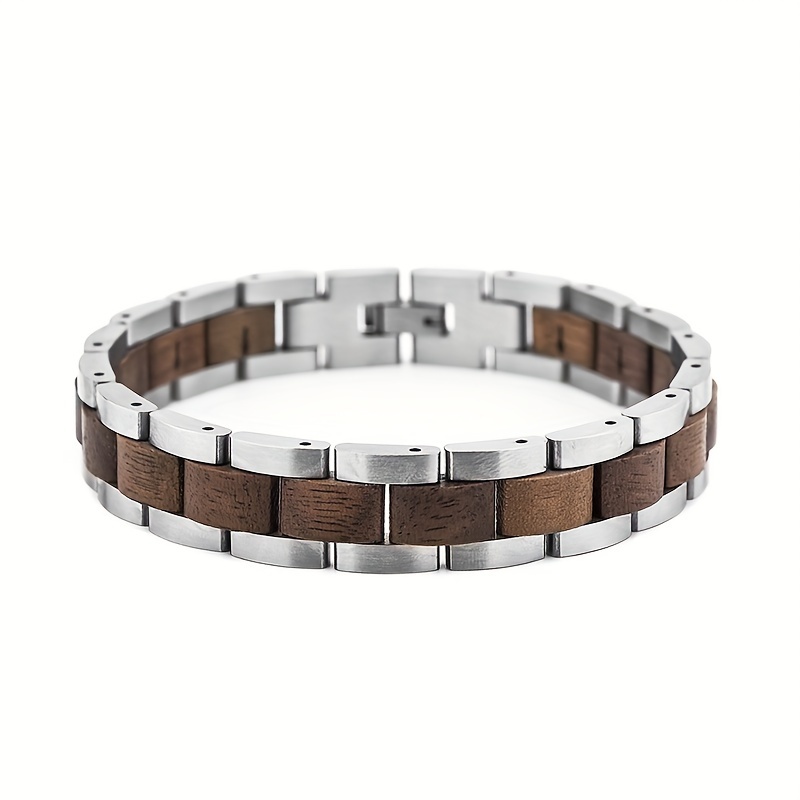 

Stainless Steel Walnut Wood Handmade Wooden Bracelet