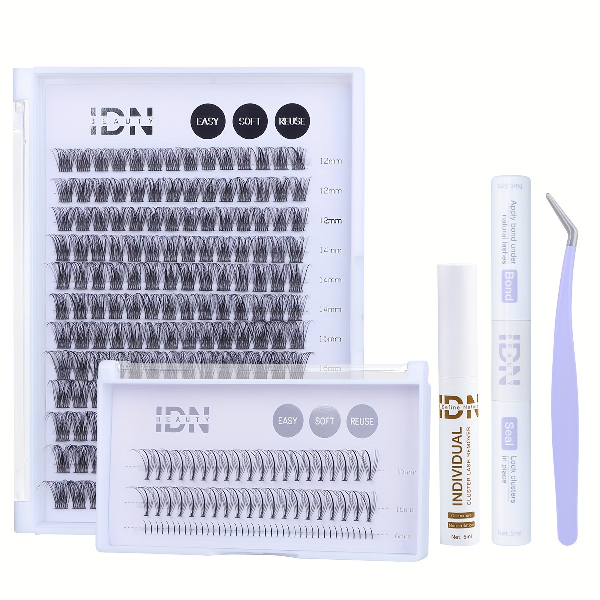 

Idn Lash Kit Individual Lashes Multi-type Mixed Diy Lash Extensions Kit With Bottom Lashes, 7d Spike Fans, Lash And Seal, Lash Remover, Applicator, Natural Lashes For Self Application At Home For