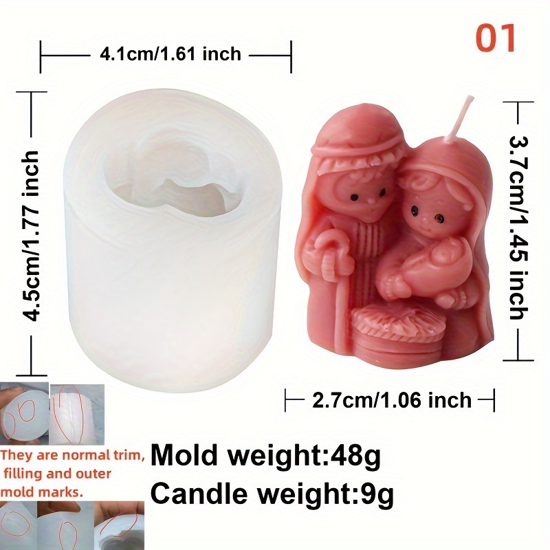 TEMU Mini Silicone Candle Molds Set - Cute King And Queen, Cartoon Designs For Diy Plaster, Resin Crafting - Scene With Father Mother Statue Making