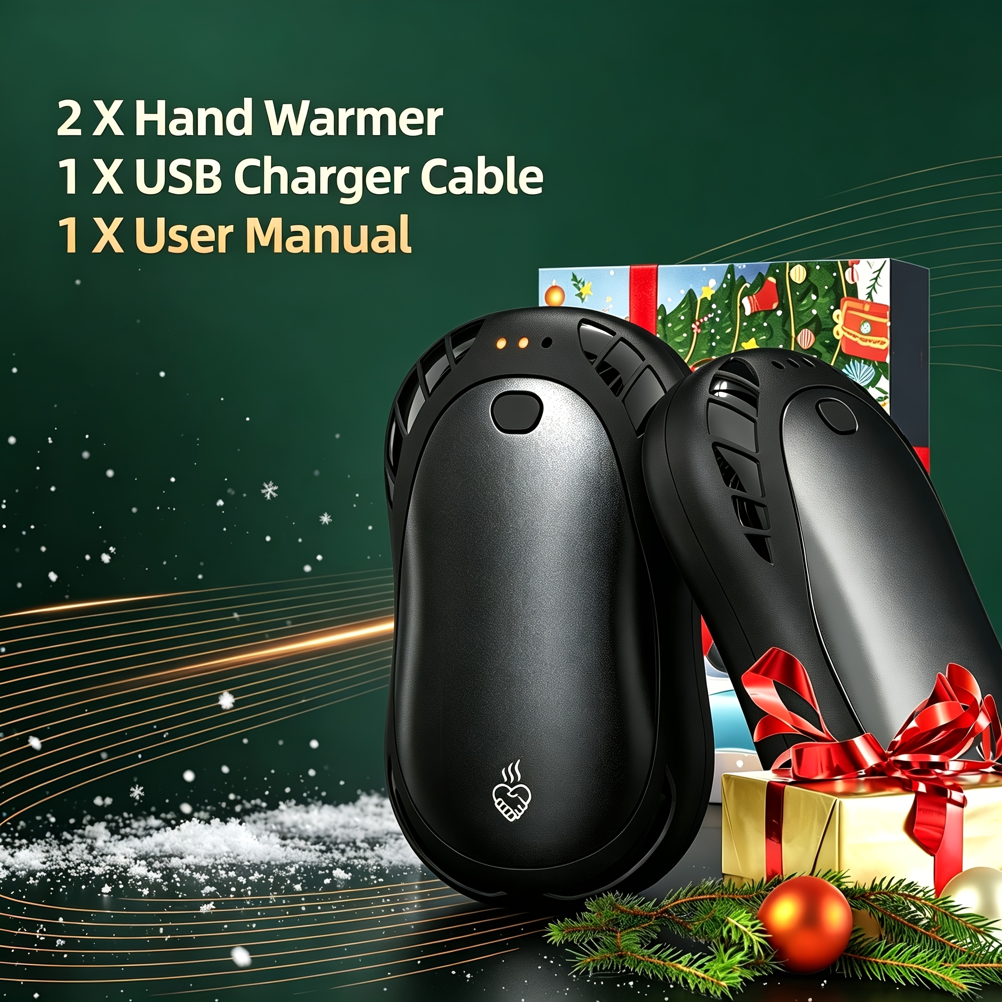 Image of Rechargeable Hand Warmers 2 Pack Electric Hand Warmer Fast Heating Portable Pocket Heater Dual Sided Smart Heat Levels For Camping Golf Hunting Gifts For Men Women Christmas Stocking Stuffers