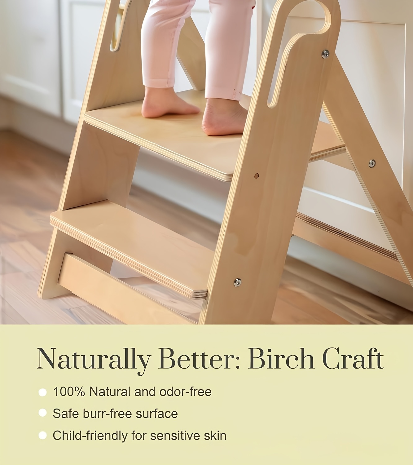 Children's Step Stool, Foldable Anti-Slip Double-Tier Step Stool with Handle Design, Suitable for Multiple Settings Including Bathroom Sinks, Kitchens, And Bedroom Countertops