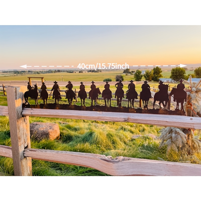 TEMU 2d Flat, [2d Flat] [2d Plane] Western Themed Iron Art Horizontal Hanging Decor, Suitable For Offices, Cowboy Portraits, And As Christmas,