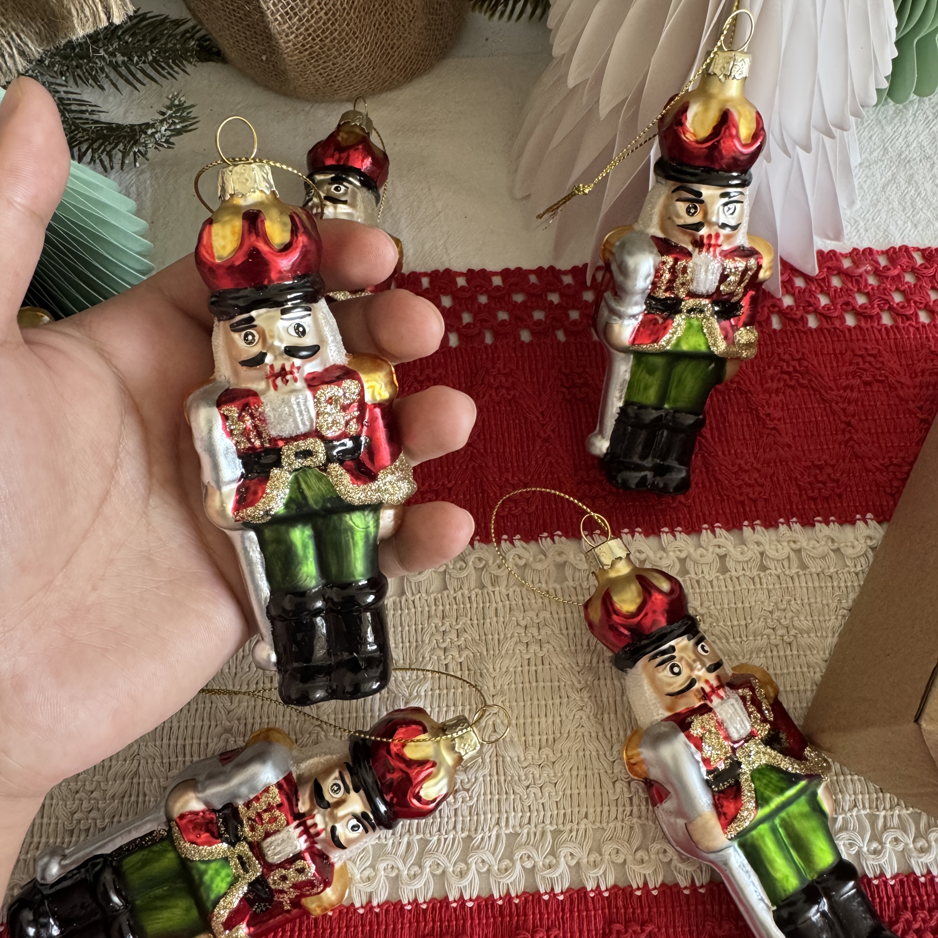 Image of Mini Soldier Hanging, Vintage Glass Blown Christmas Decorations For Christmas, Hanukkah, Thanksgiving, Easter Holiday Hanging Decorations - No Power Required, No Batteries Required