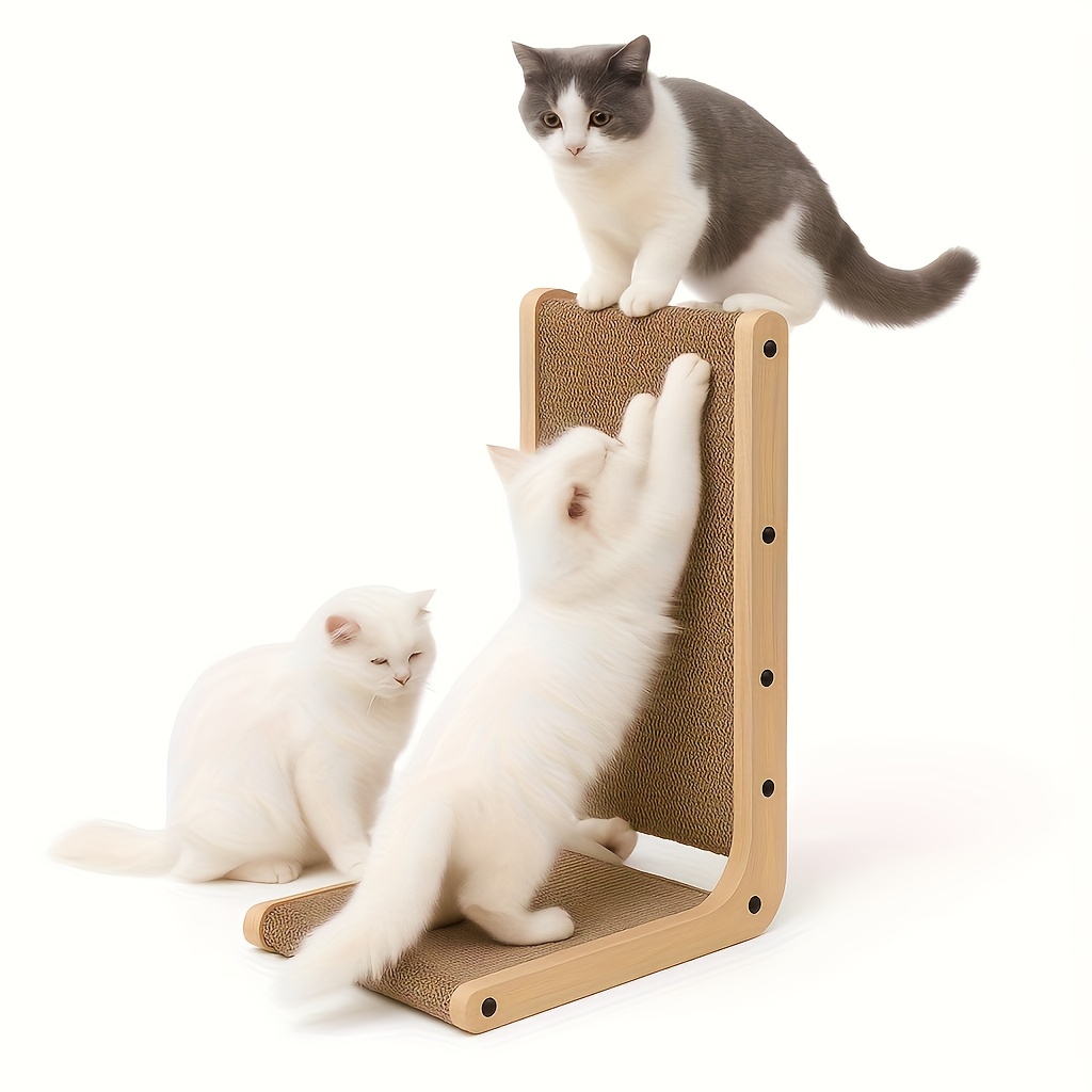TEMU Xxl Large L-shaped Vertical Cat Scratcher With Ball Toy - Wall-mounted Scratching Post, Space-saving Claw Pad For Cats, & Assembly, Suitable For Cats Of Sizes (26.7")