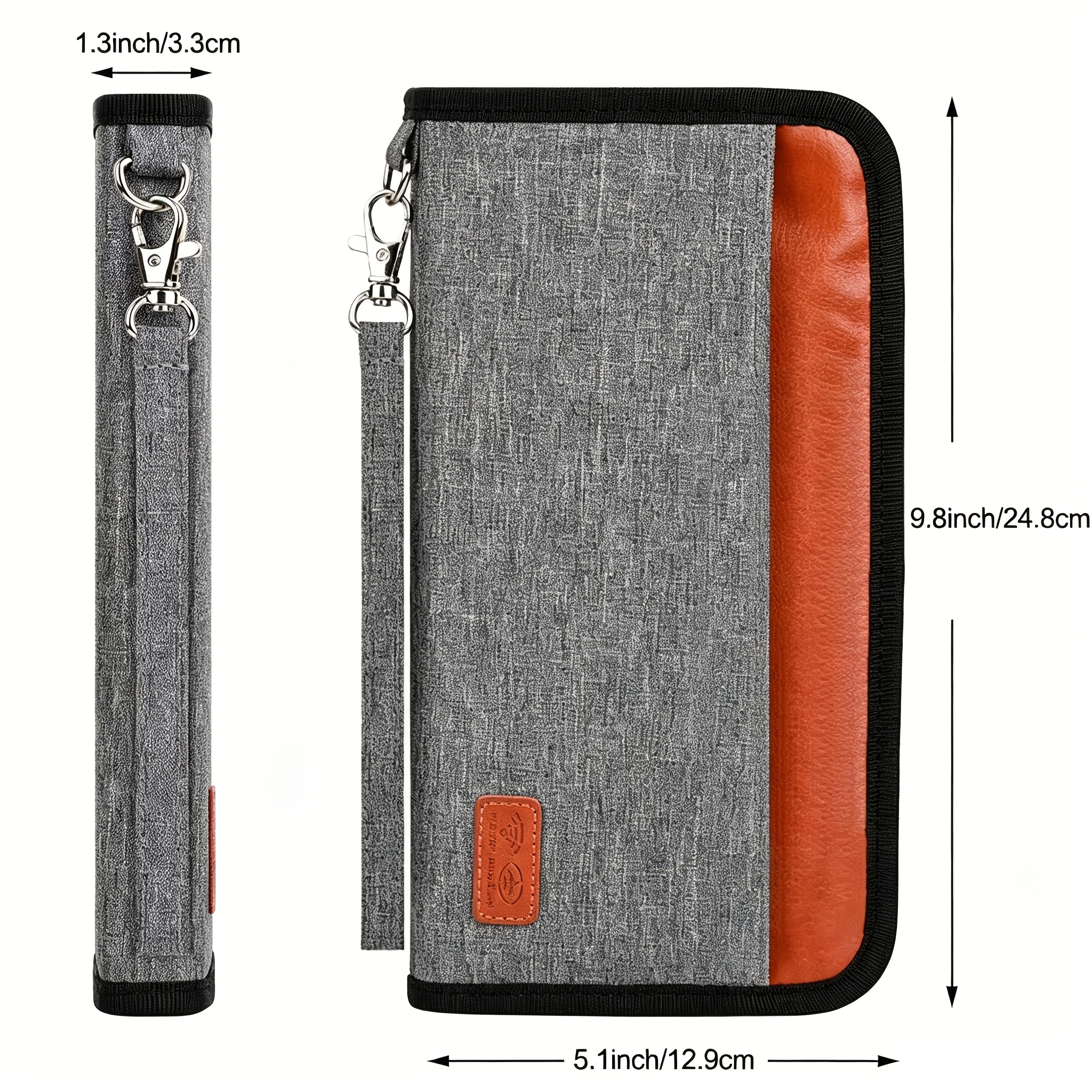 Image of [stylish] Rfid-blocking Family Passport Holder - Durable Canvas Travel Wallet With Zipper, Fits 5 , Lightweight, Includes Lanyard - Ideal For , Gray/orange/black, Passport Travel Wallet