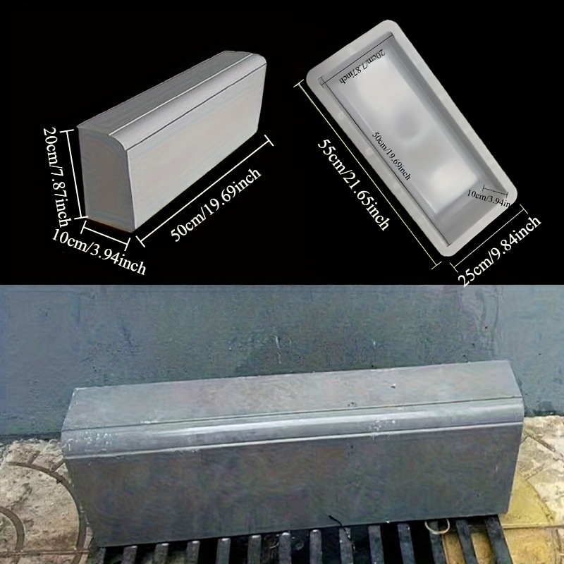 TEMU 1pc Heavy-duty Cement Curb Mold - Concrete Sidewalk, Driveway, Garden Border Molds - Easy Construction Template For, Professional Contractors,