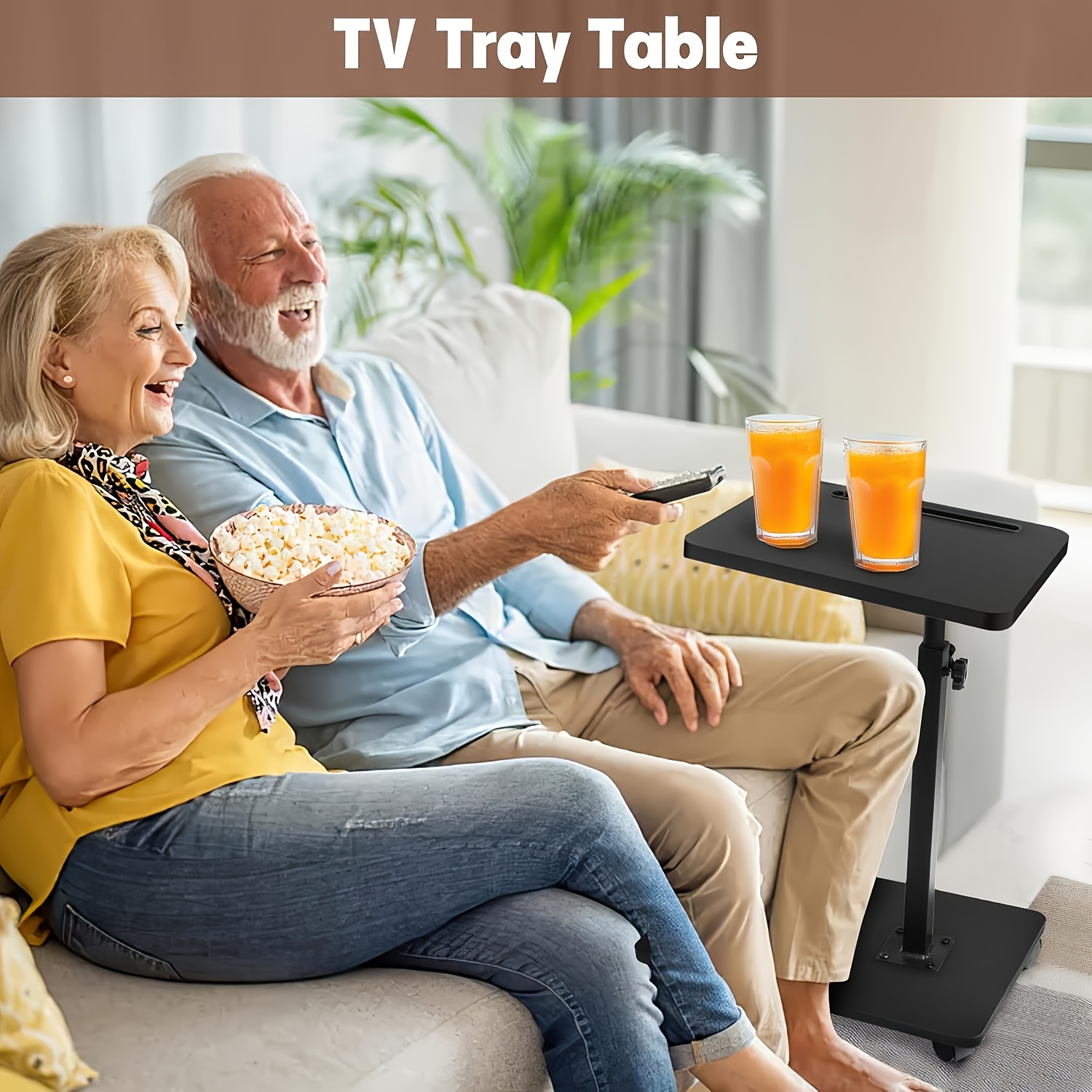 TEMU Adjustable Height Modern Multipurpose Side Table - Heavy-duty Portable Coffee Desk With Wood & Mdf, Indoor/outdoor Use Suitable For Sofa, Bed, -