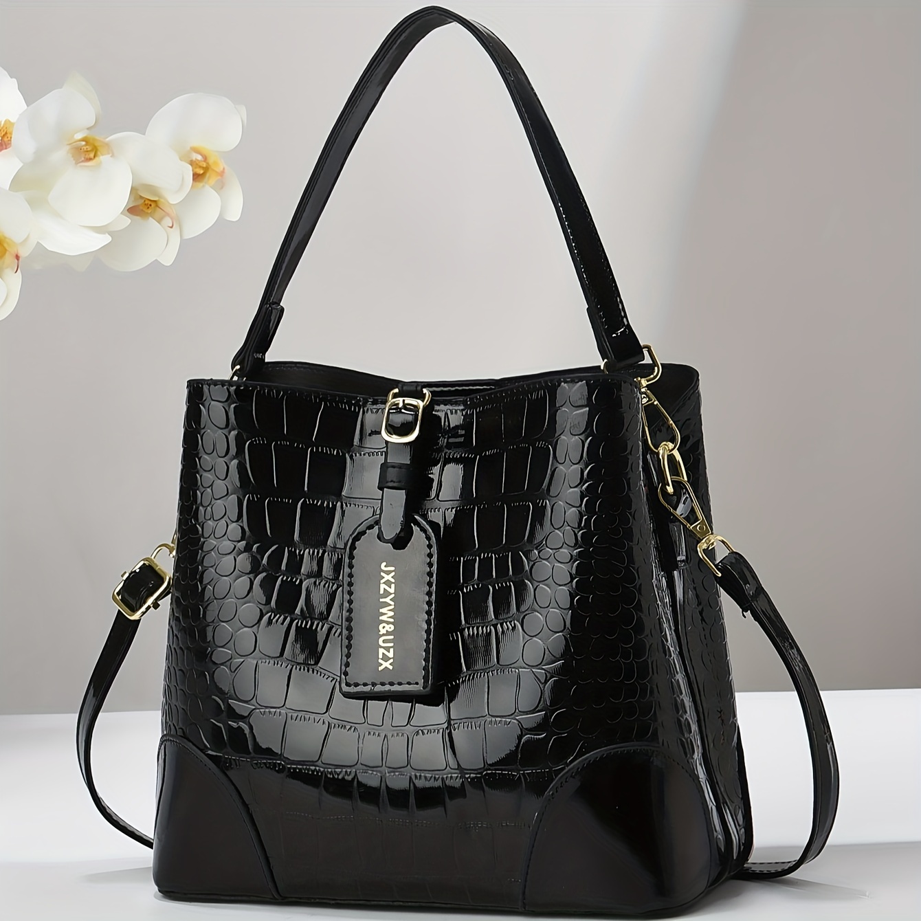 

Pattern Tote Bag , Crocodile , Polyester Lined, - Shoulder Crossbody For Women