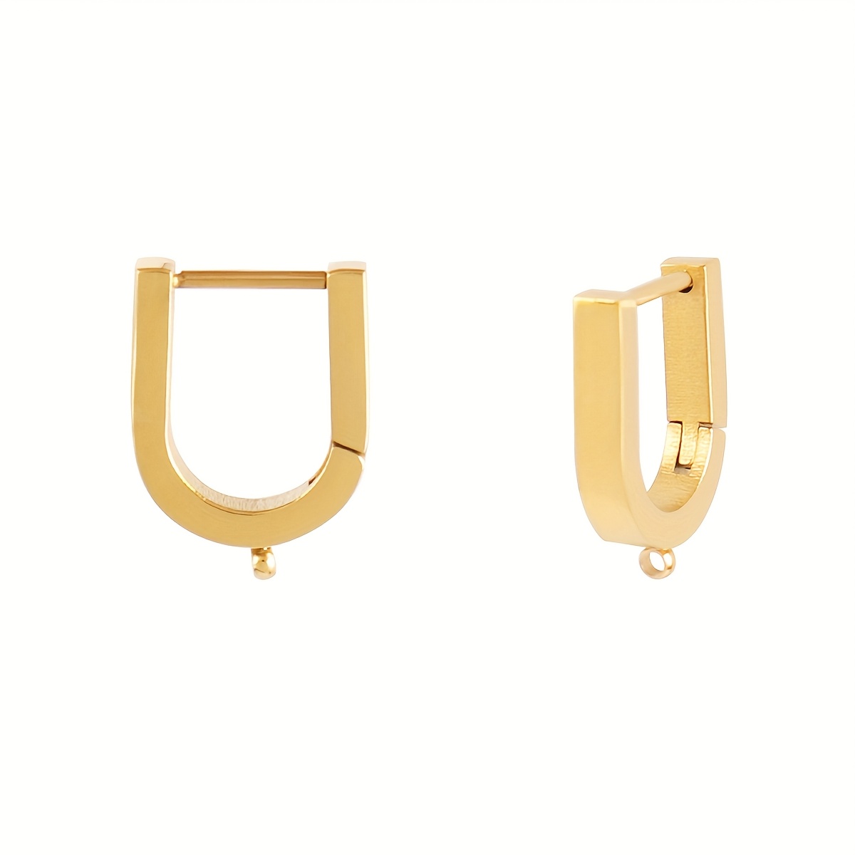 TEMU 5pcs Stainless Steel U-shaped Hoop Earring Hooks - Heavy-duty U-shaped Wire Jewelry Making Supplies With Sturdy Base For Diy Dangle, Drop, Hoop