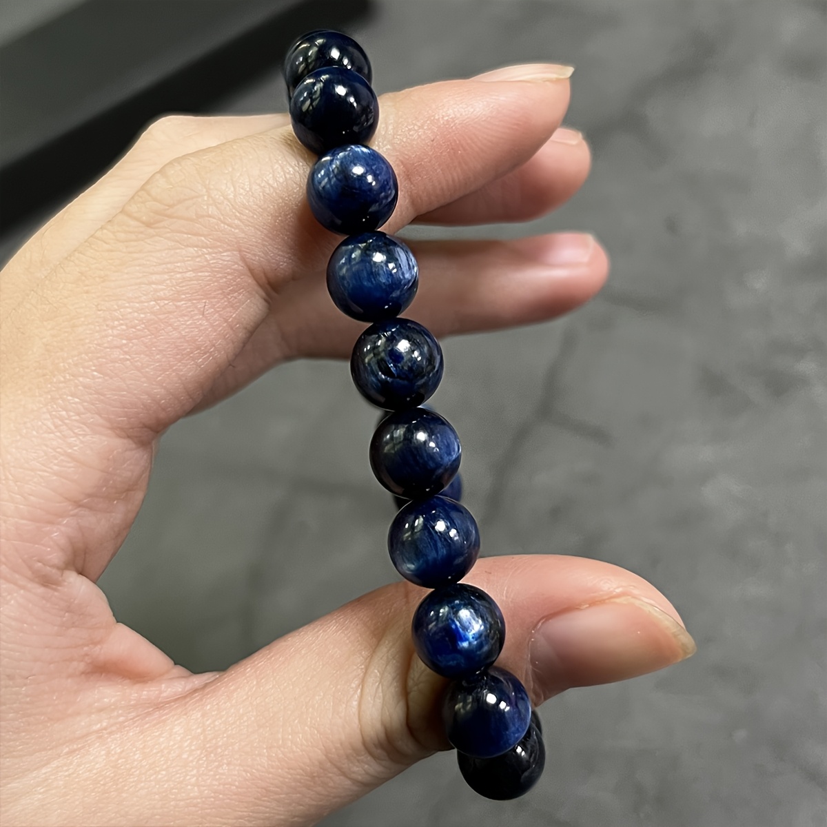 AAA Natural Kyanite Beaded Bracelet 8mm Round Crystal Stones Reiki Infused