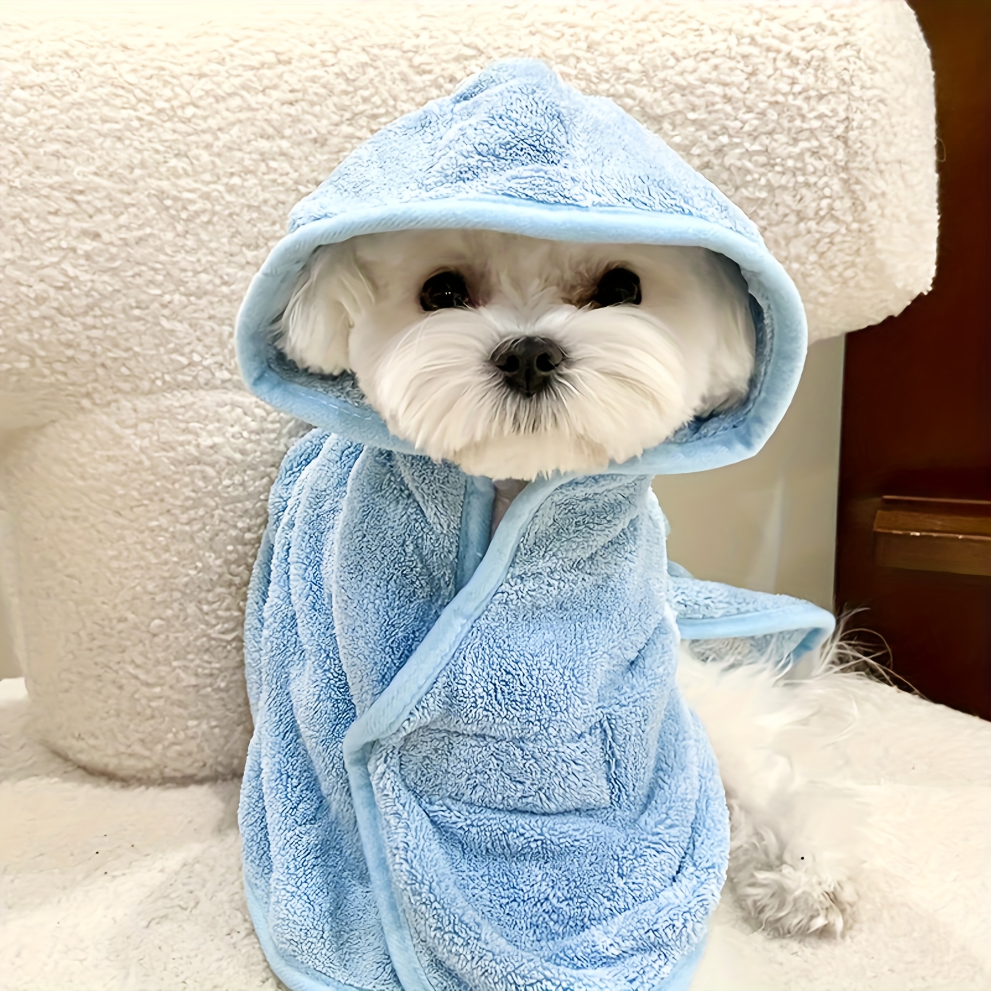 TEMU Ultra-absorbent Bathrobe For Small Dogs, Cats And Animals - Quick-dry, Soft, , Pet Towel For Dogs And Cats, Quick- With Secure Closure
