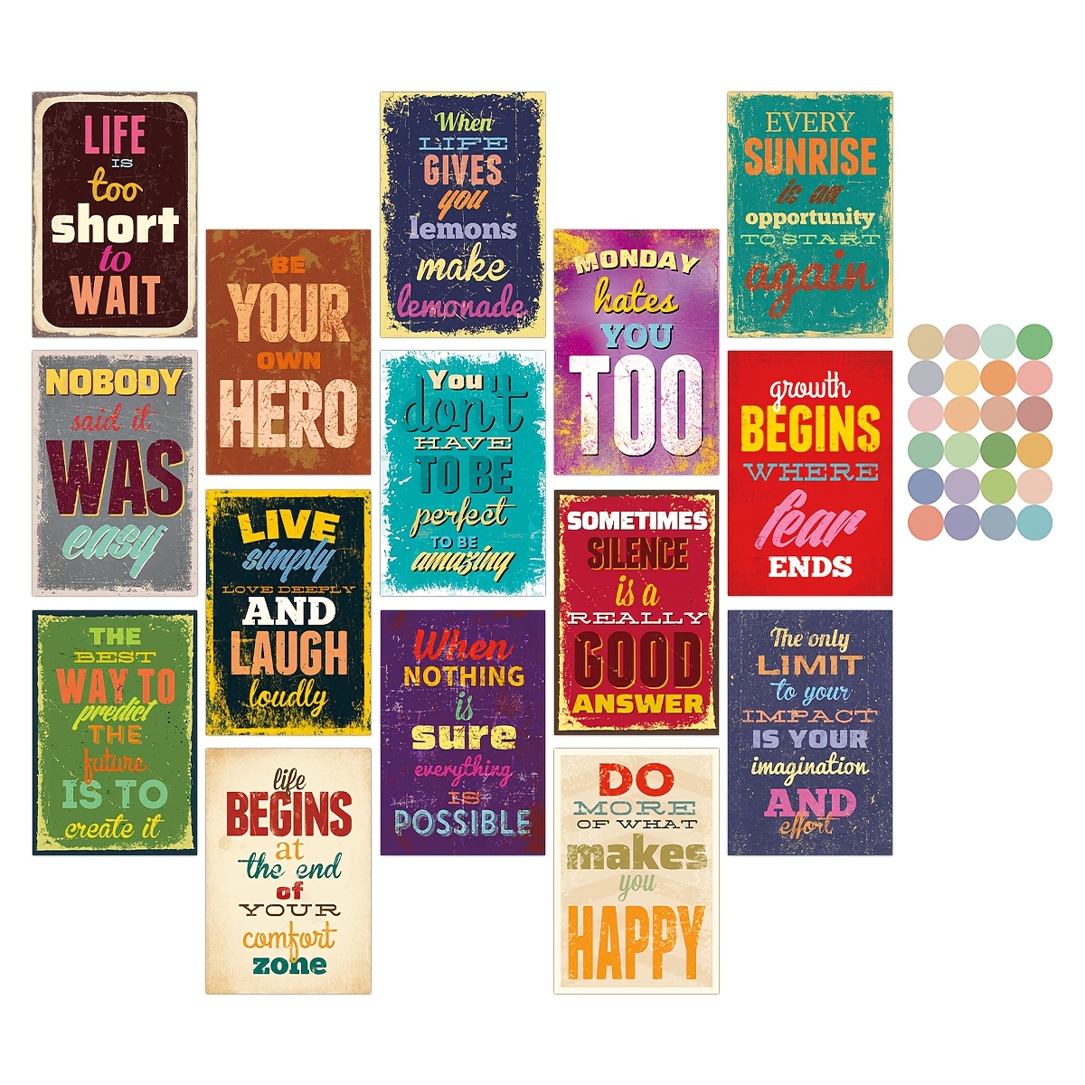 Image of 15pcs Retro Inspirational Motivational Quotes Postcards, Wall Art Poster For Home Decor, Wall Art Posters For Home And Office, Aesthetic Photo Wall Decor