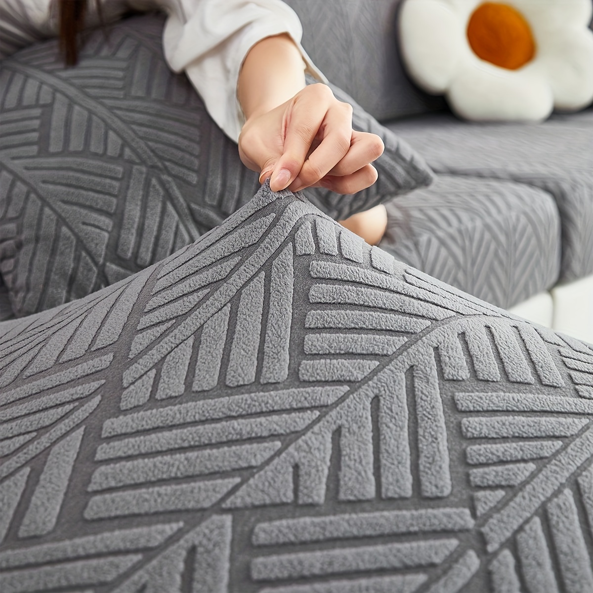 launch 1pc jacquard colorful fleece sofa cover elastic universal stretch sofa cover for   easy to   universal full wrap non slip sofa cover back cover and cushion cover sofa protection cover suitable for offic Product details 9