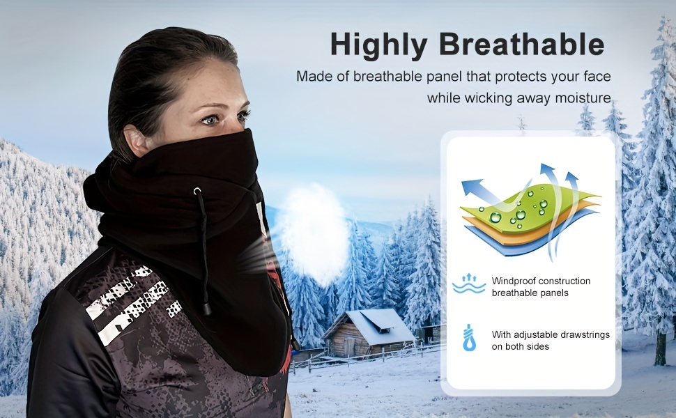 Women's Winter Balaclava with Hood - Windproof, Warm Neck Gaiter for Cycling & Skiing, Fashionable Knit Design details 3