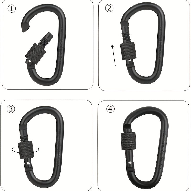 6-Pack Threaded Lock D-Type Quick-Release Carabiners