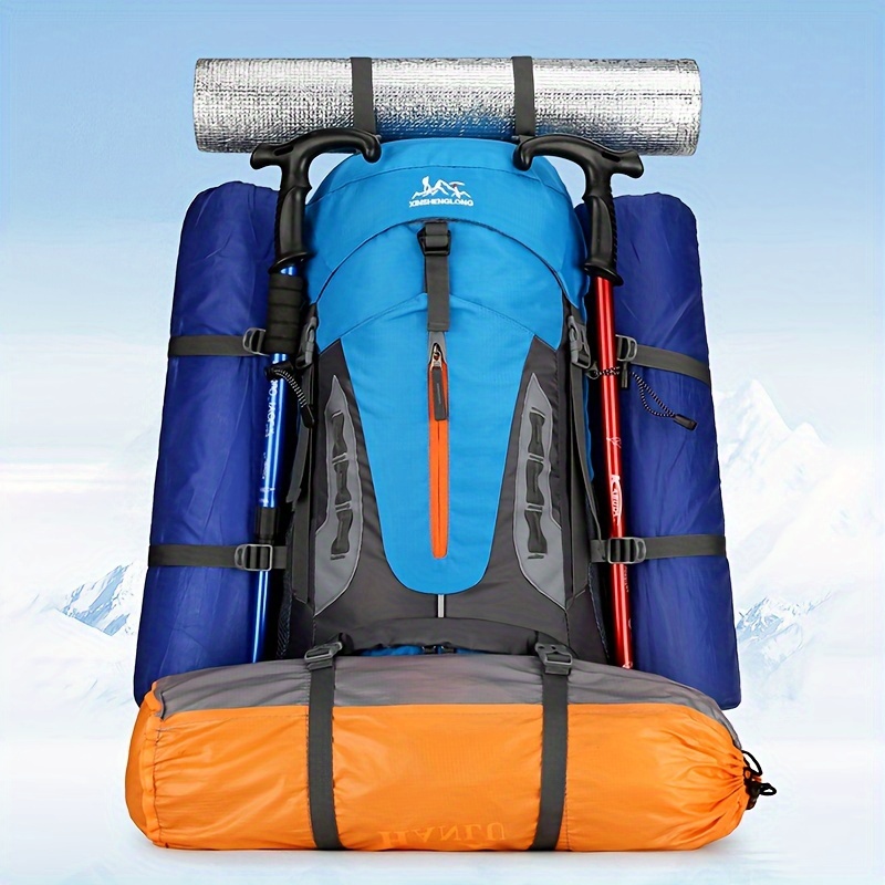 Men's Large Capacity Multi-functional Backpack For Camping Fishing Hiking Outdoors Survival Fans, 18.49gal