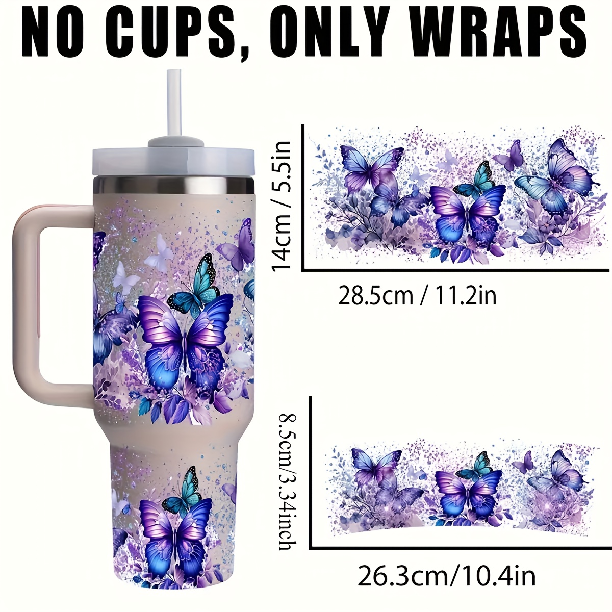 TEMU 2pcs 1 Set Of Purple Pvc Packaging Decals Suitable For 40oz Glass Cup Stickers, Uv Printed And Scratch-resistant Decoration Paper Set