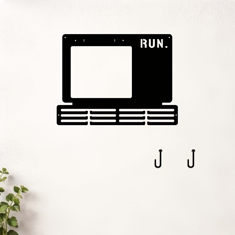 TEMU Race Bib And Medal Display For Runners, 15.75" Metal Marathon Medal Hanger Display With Write-on Board, Running Medal Hanger Display For Wall,
