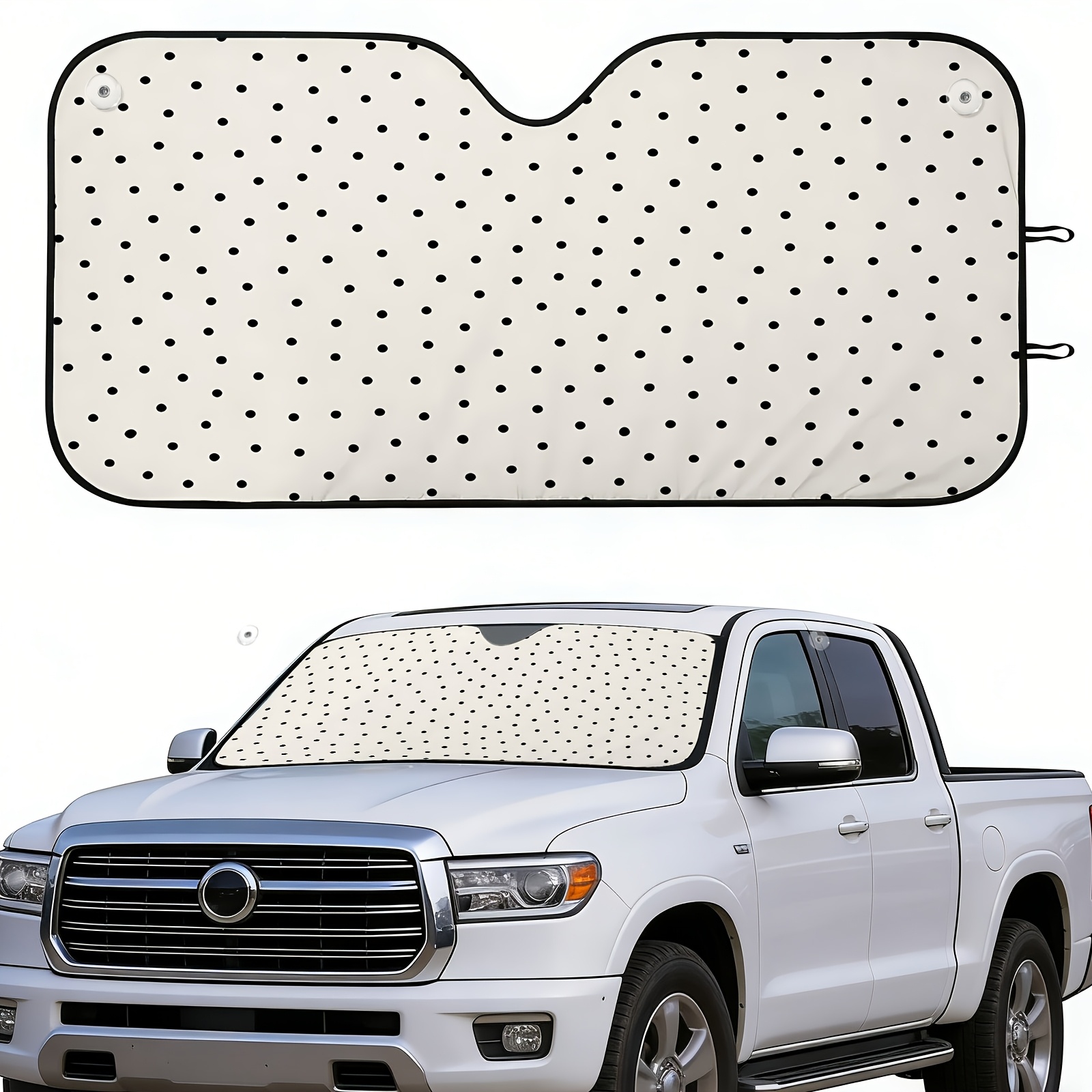 TEMU 1pc Car Sunshade, Car Sun Visor, Windshield Sunshade, Heat-insulating Material, Foldable, Printed With A Vintage Pattern Of Small On A Beige