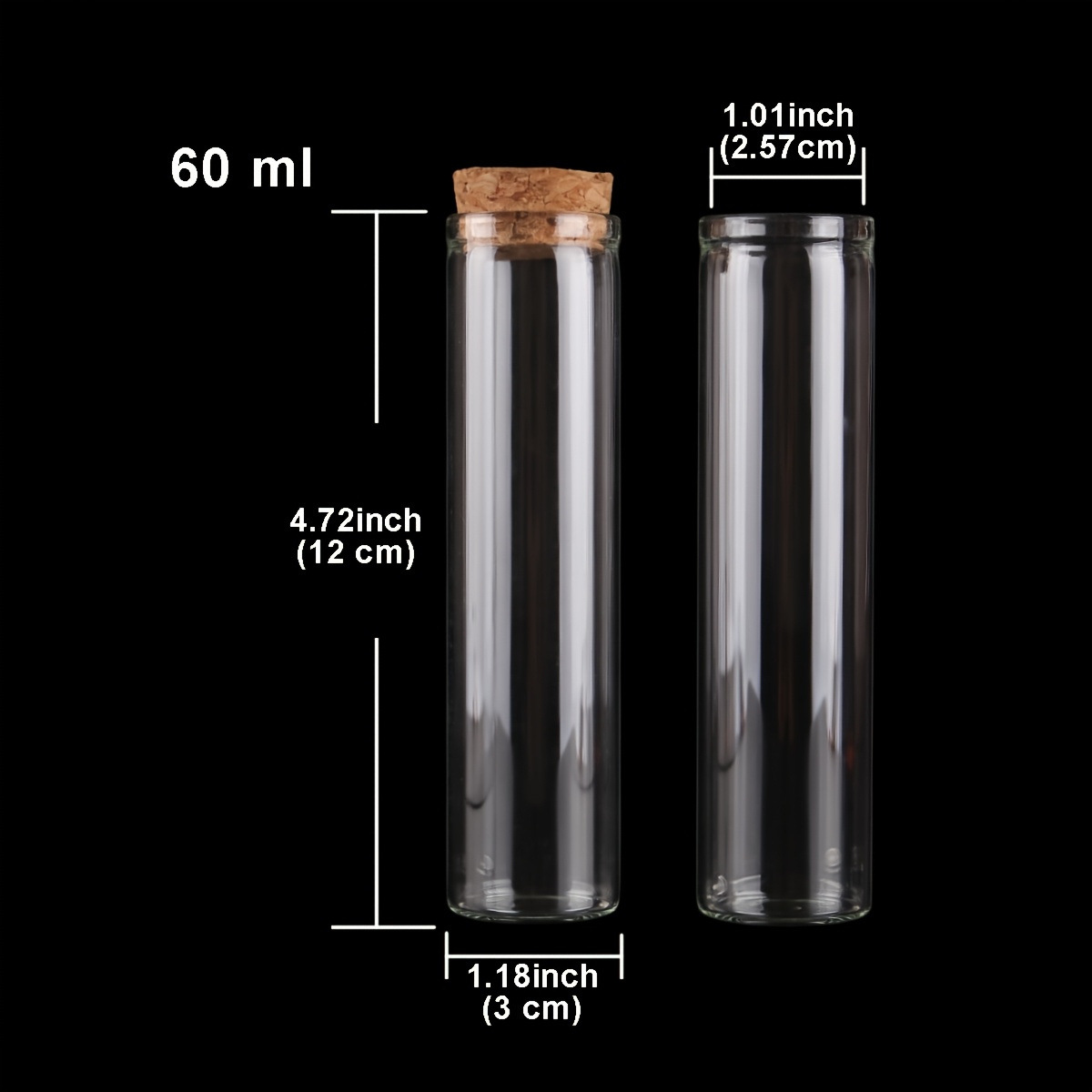 Image of 24pcs Per Batch Of 60 Ml Transparent Glass Bottles With Cork Stoppers, Test Tubes, Crafts, 2-ounce Small Bottles, Wish Bottles, Home Decor, Storage Jars, Wedding Gifts, And Favors