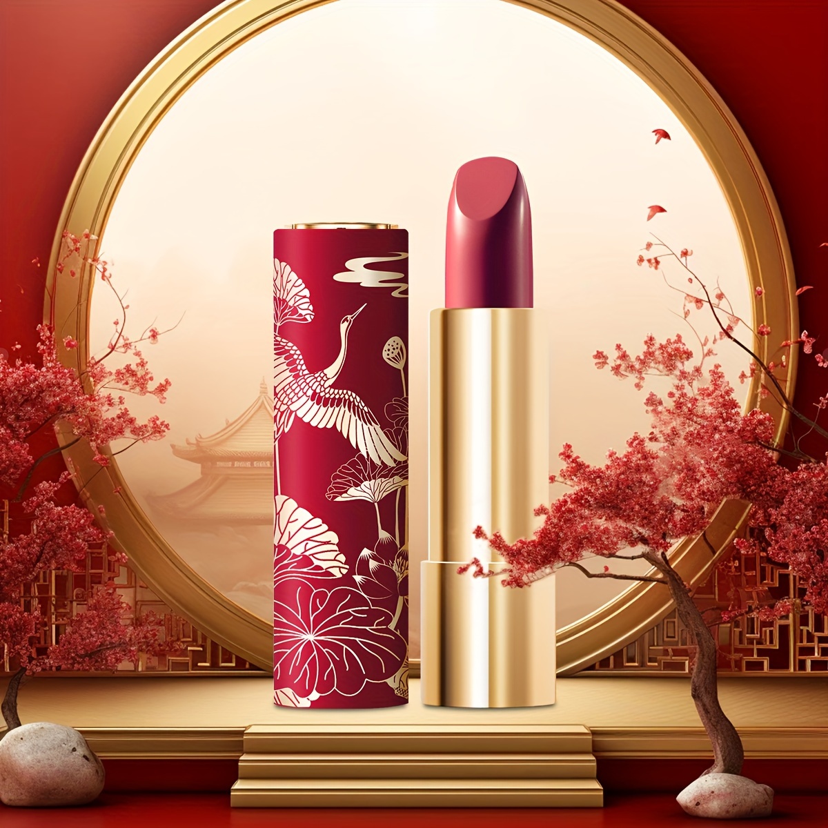 

Ruyi Lipstick, Moisturizing And Not Drying, Chinese Style Paper-cut Packaging, Bean Paste Red Color, #606