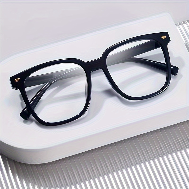 

Y2k-inspired Black Square Frame Eyeglasses For Women: Ac Lens, Mixed Material Frame, Full Rim, And No Accessories Included