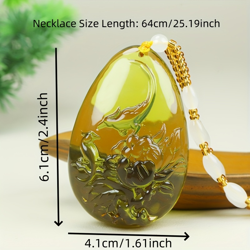 Faux Amber Teardrop Pendant Necklace, Stylish Accessory