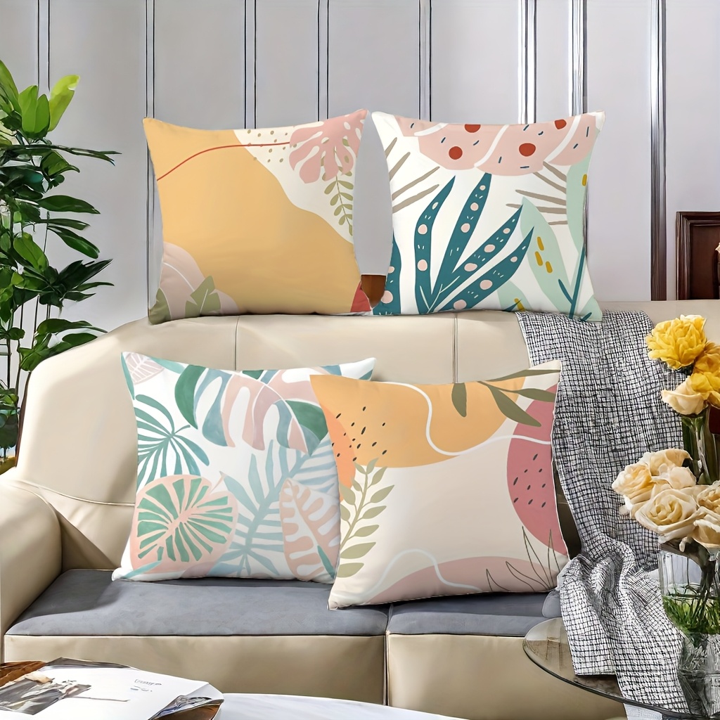 summer botanical leaf print throw pillow covers Temu Oman
