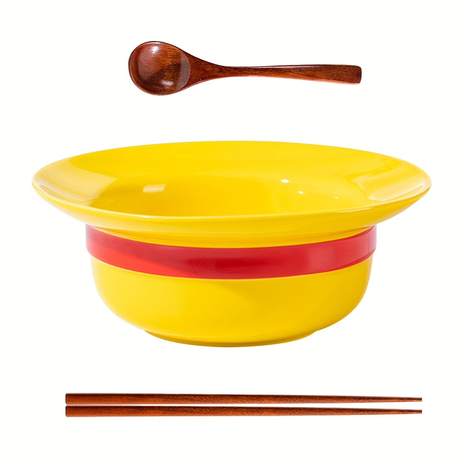 

Anime Instant Noodle Bowl Straw Hat Japanese Ramen Ceramic Bowl Set (yellow Ramen Bowl + Chopsticks + Spoon)