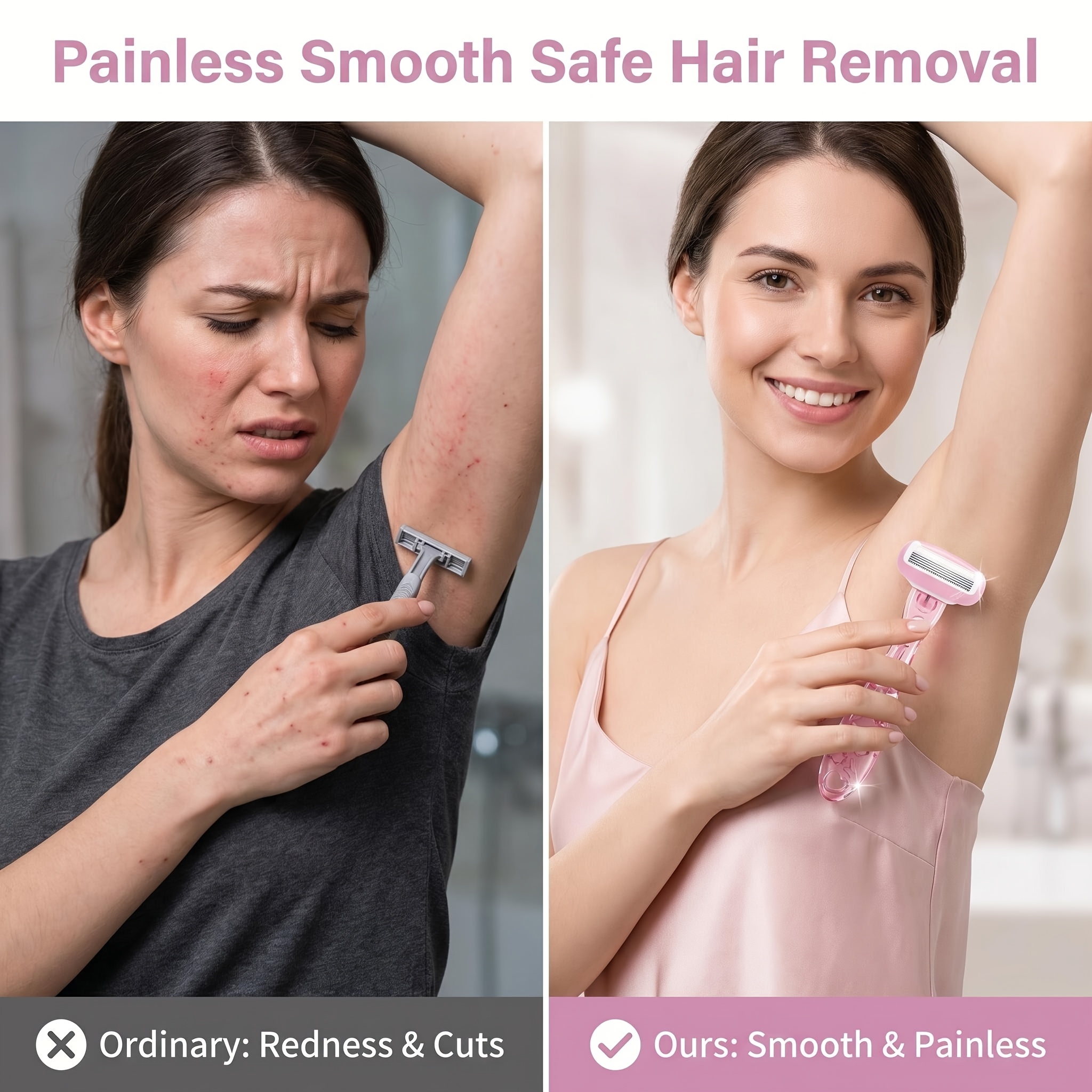 High-End Pink Women's Shaver with 8pcs Protective Knife Heads