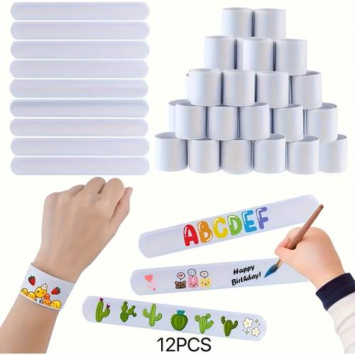 slap bracelets bulk white slap bracelets diy wrist band blank snap band for kids birthday party favors school crafts christmas halloween party bag school activity prizes game prizes gift for new year valentines day