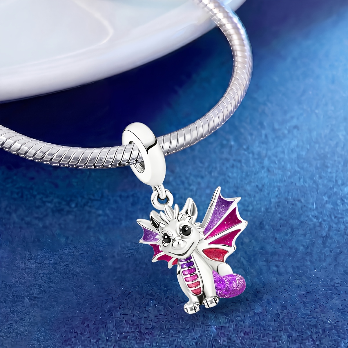 Women's 925 Silver Plated Luminous Flying Dragon Charm Bracelet
