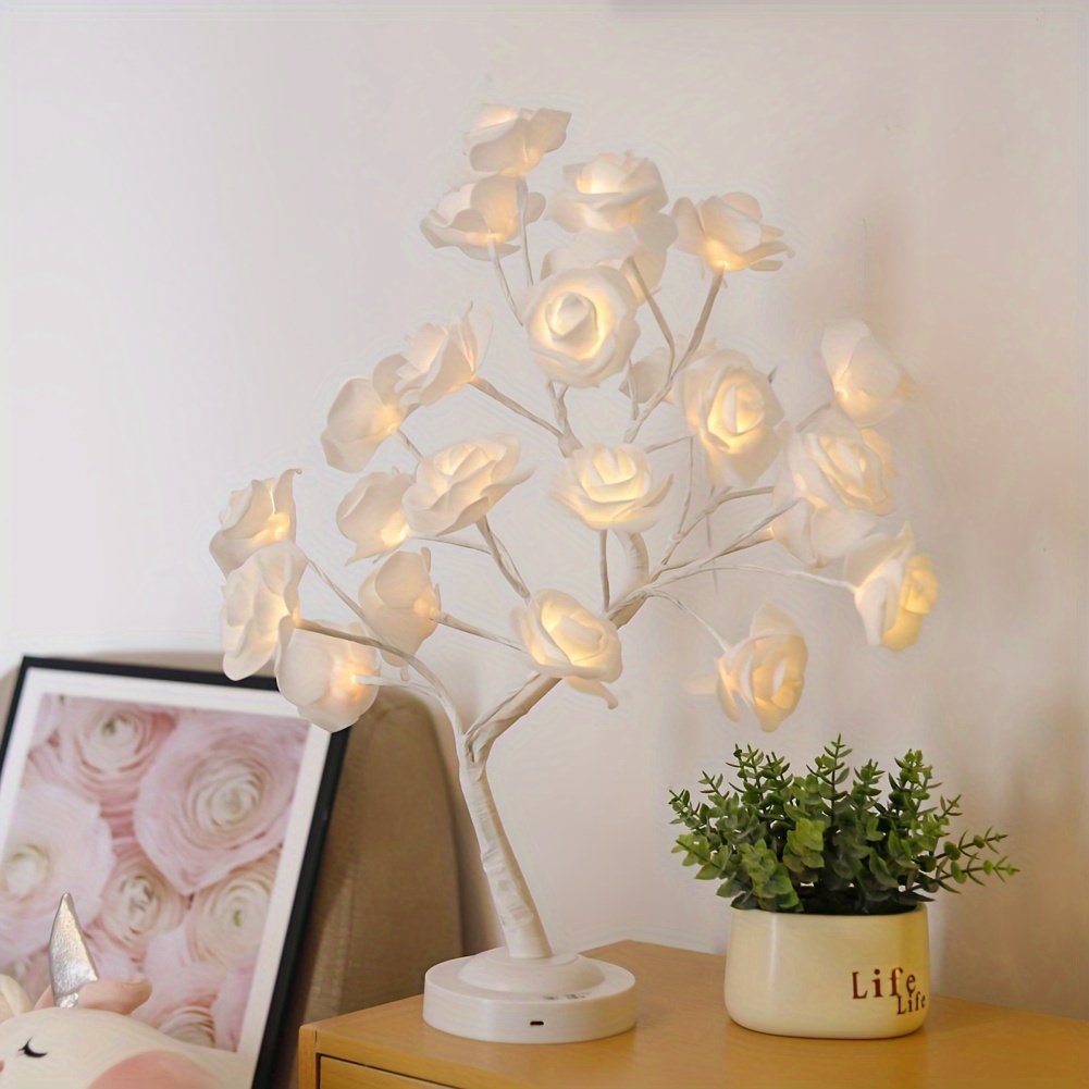 

Gifts For Room Decor Night Light 24pcs Flower Lamp Home Living Room Bedroom Party Wedding/ Lamp Rose Night Light Battery Powered Gift For Girls Women Teens For Wedding Christmas Bedroom Party