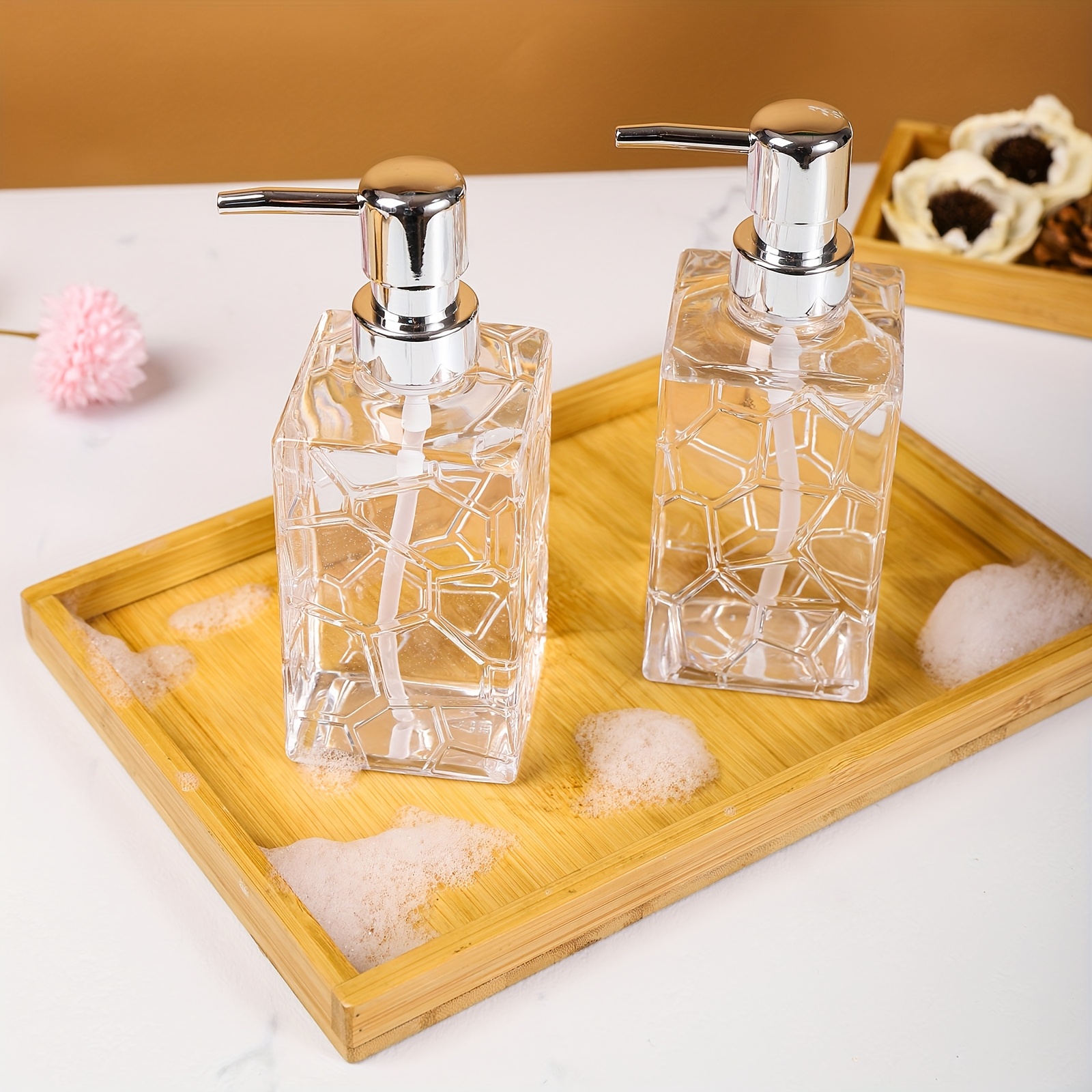 1pc 400ml reusable refillable soap dispenser bottle with     plastic pump dispenser for bathroom kitchen high quality hand soap or lotion container soap dispenser bathroom details 4