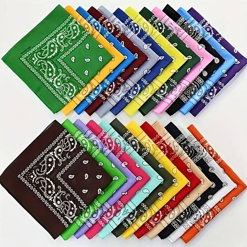 12 Unisex Square Scarves - Pasiya Printed Hip Hop Street Dance Headbands, Random Bright Colors Suitable for Outdoor Hiking, Cycling, Walking - Hip Hop Additions | Bright Bandanas Headbands, Dance Headbands