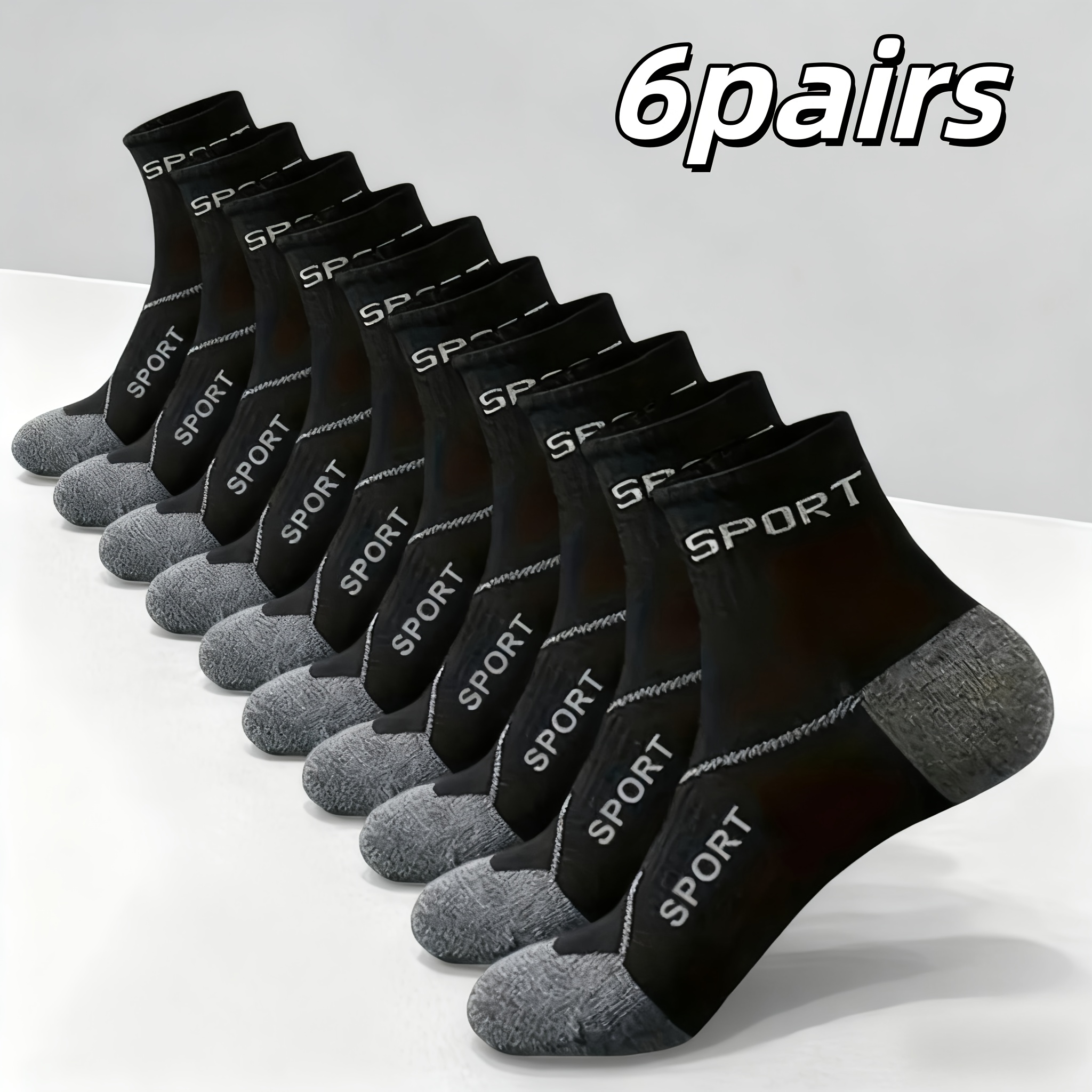 E-shop 6 Paar einfarbige Sportsocken, zufällige Farben verfügbar, für Sportbegeisterte und denkende Personen, trendig und vielseitig, bequeme Passform,