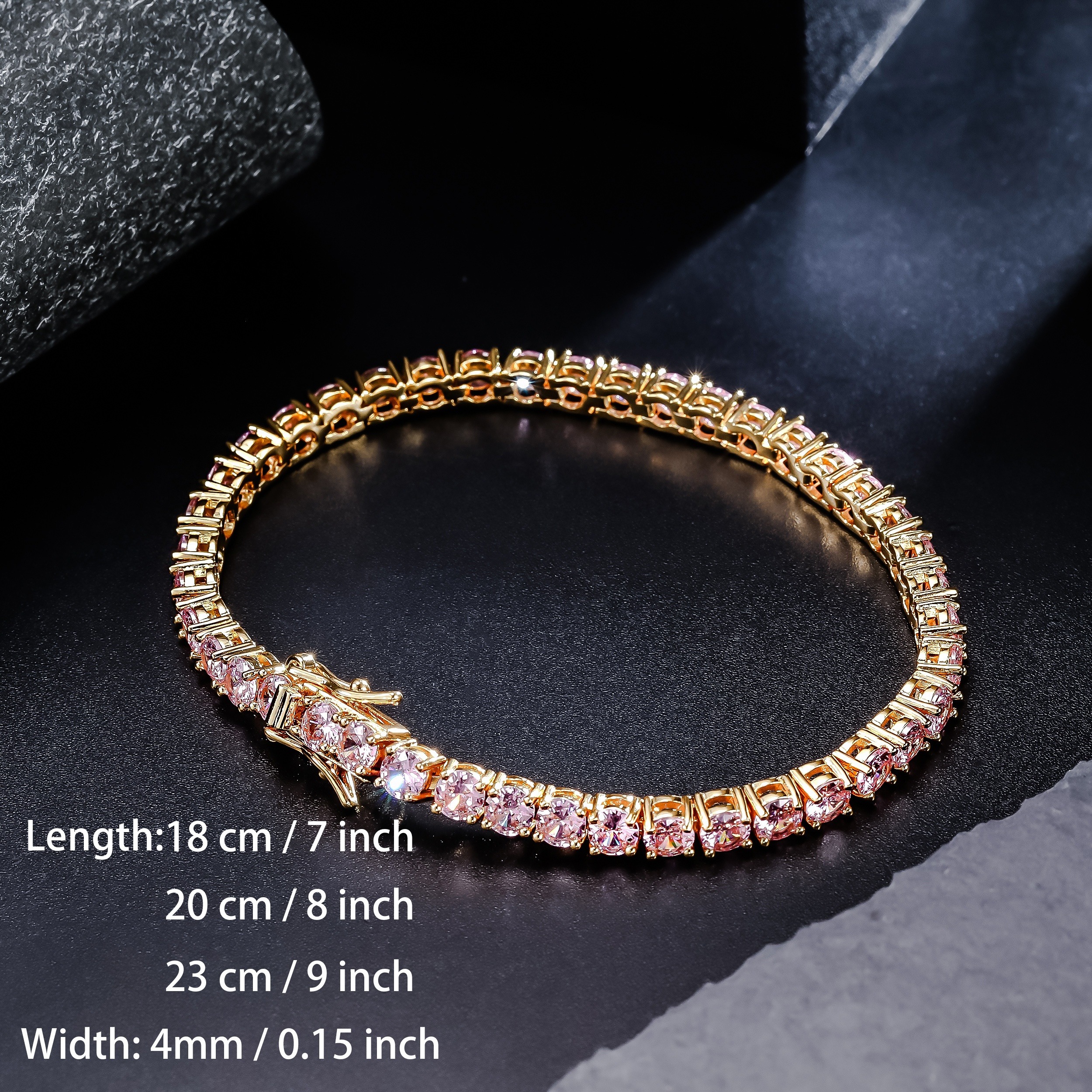 4MM Pink Cubic Zirconia CZ Tennis Chain Necklace