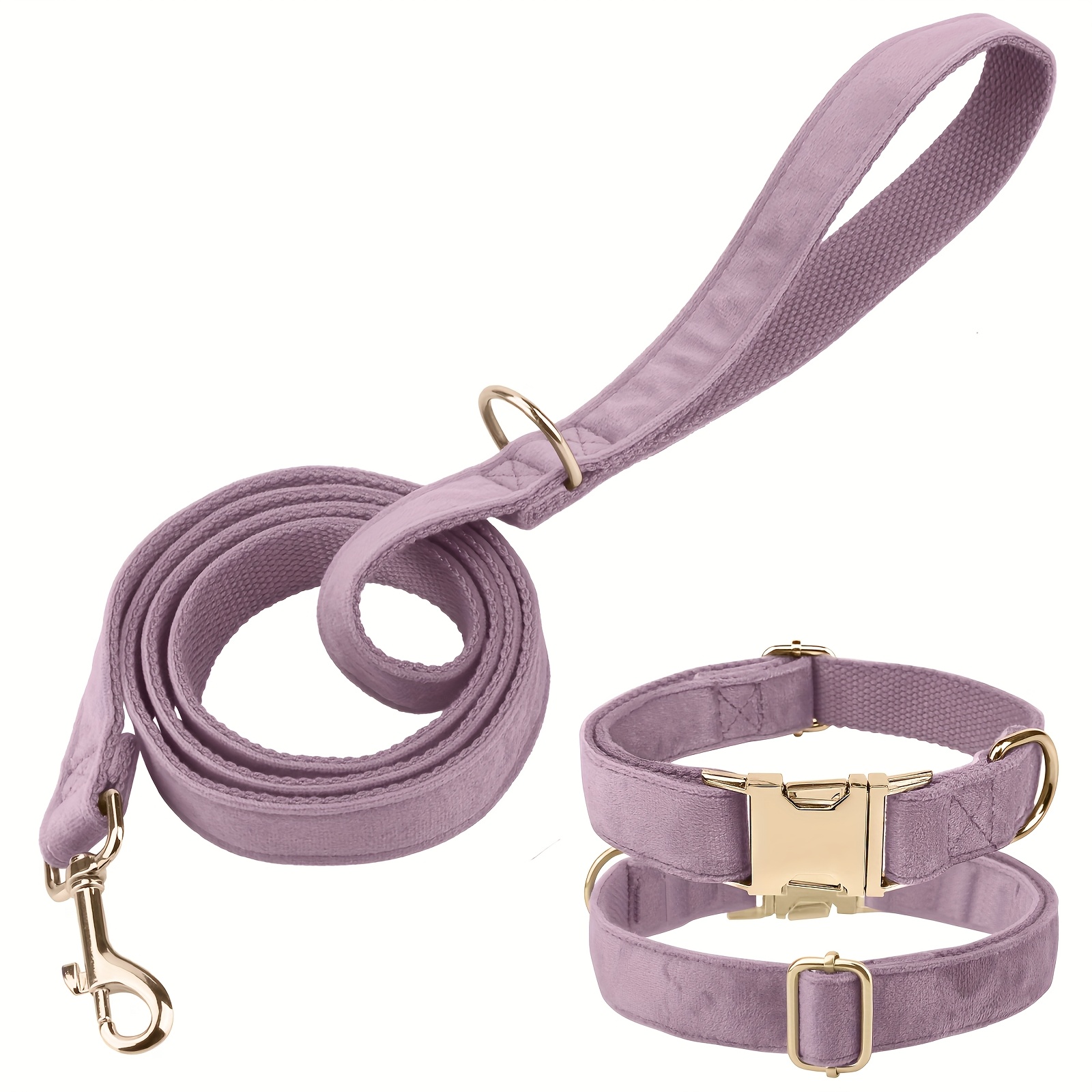Velvet Dog Collar & Leash Set, Multi-Color Trendy Matching