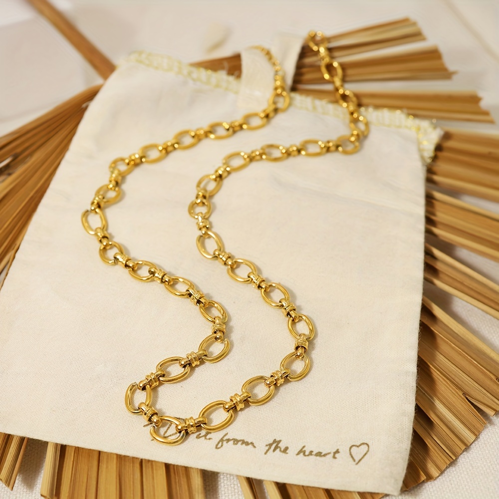 TEMU Collier élégant de style hip-hop en acier inoxydable, chaîne épaisse ronde à maillons cubains, bijou de mode pour femme pour les fêtes, les