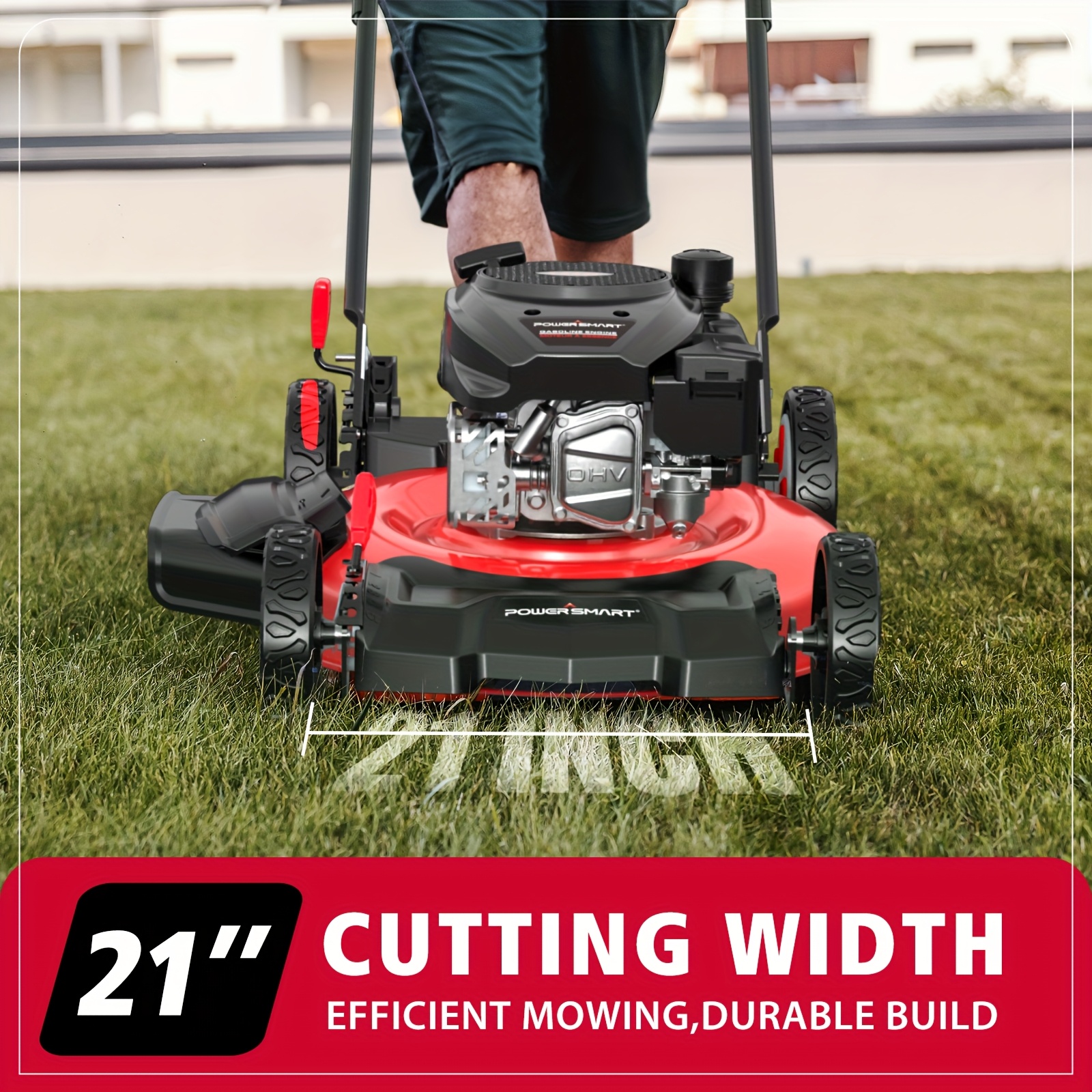 PowerSmart Gas Engine Lawn Mower - Engine Close-Up
