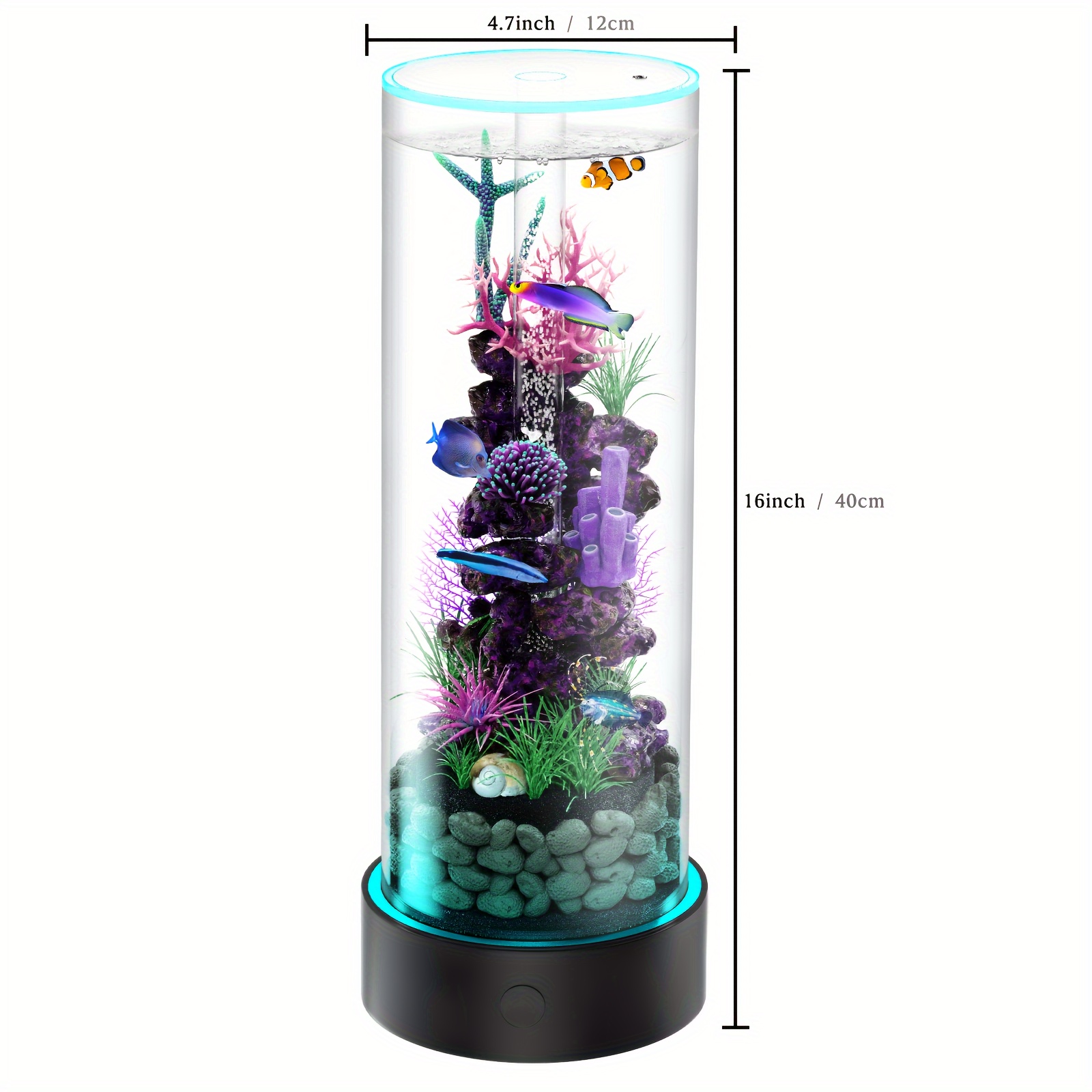 Cylindrical Fish Tank 360 degree Transparent Tank Colorful - Temu