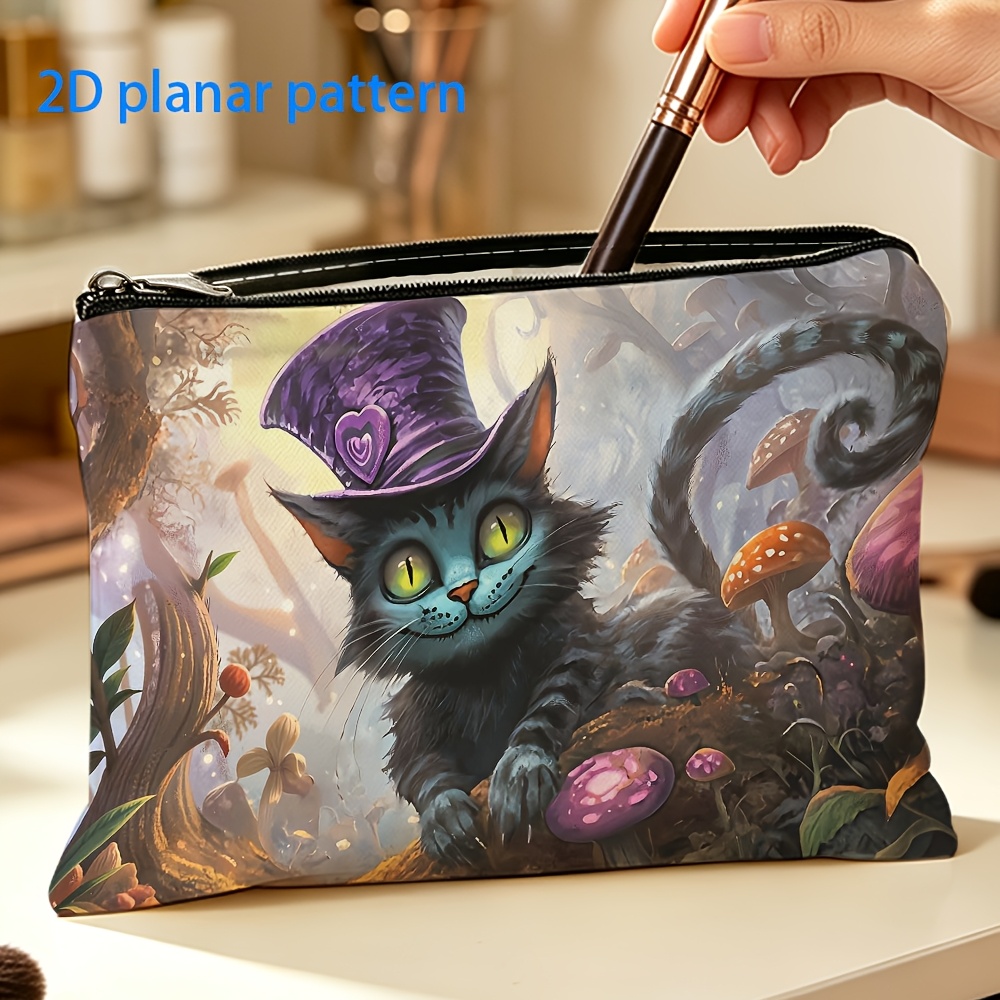 TEMU 1pc, Cheshire Cat Cosmetic Bag Travel And Everyday Use Toiletry Bag - A Multi-functional Organizer Suitable For Stationery, Medicines, And