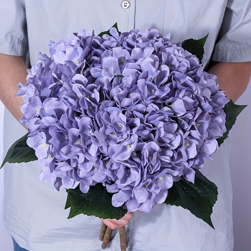 

5pcs/10pcs Faux Hydrangea With Leaves Suitable For Wedding, Party, Home And Other Decoration