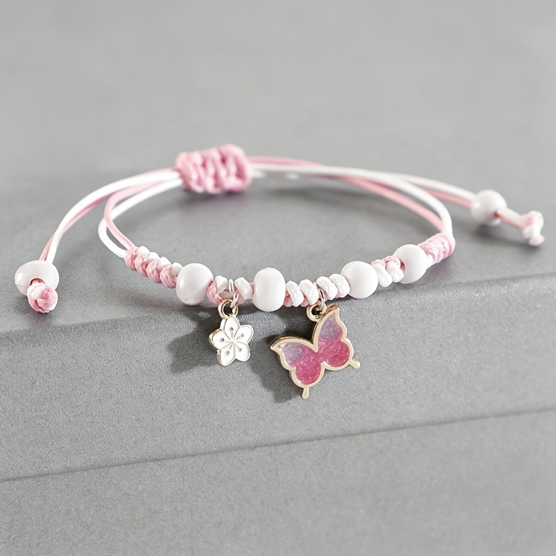 TEMU 1 Set Pulsera de Cerámica Tejida con Colgante de Flor y de Dibujos Animados