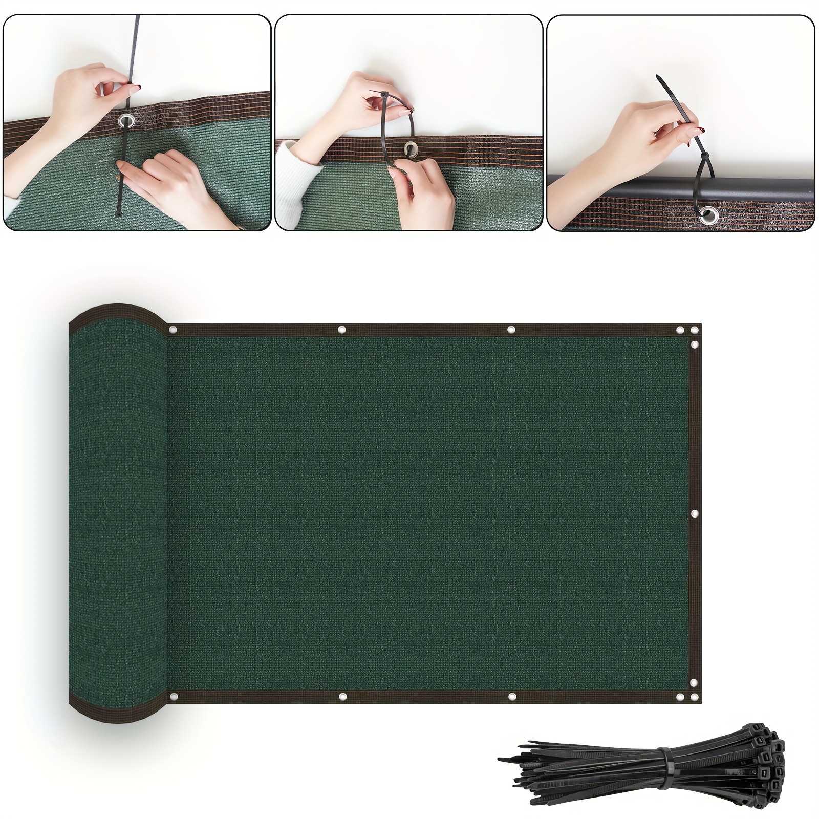   balcony privacy screen fence privacy fencing shield cover mesh windscreen railing screen shade cloth with grommets uv protection for deck patio backyard pool porch 1pc dark green