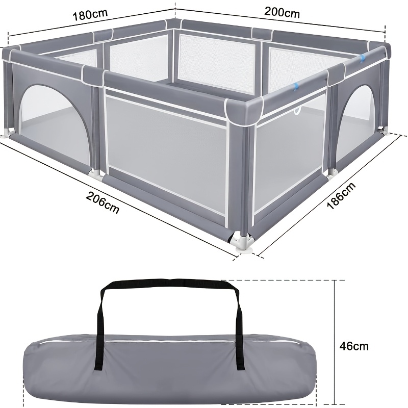 Image of Large Baby Playpen, For Babies And Toddlers, Baby Fence Play Pens For Indoor & Outdoor, Sturdy Yard With Soft Breathable Mesh, Anti-fall, Grey
