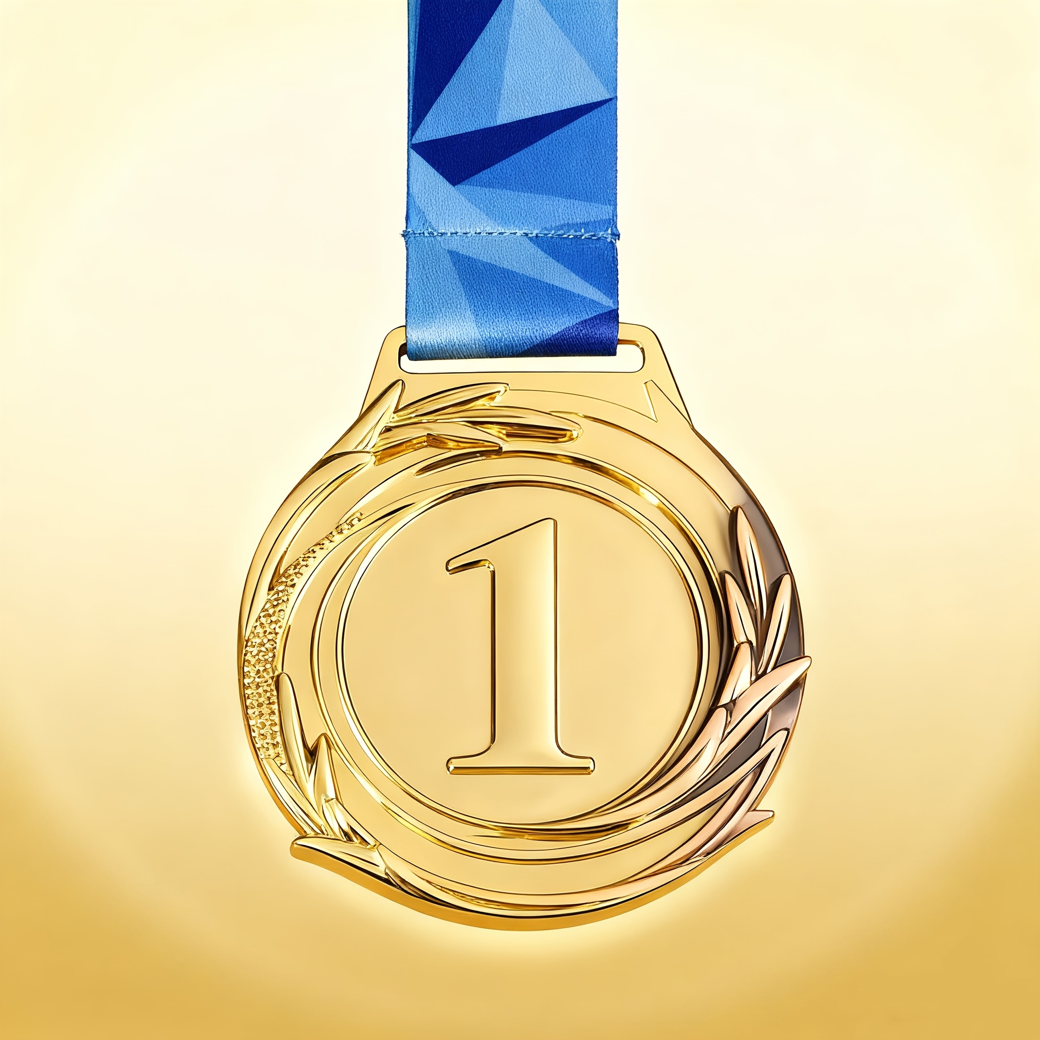 TEMU Harvest Number 123 Golden, Silver And Bronze Sports Alloy Medal With Blue Geometric Ribbon Suitable For Competition Activities Honor Awards