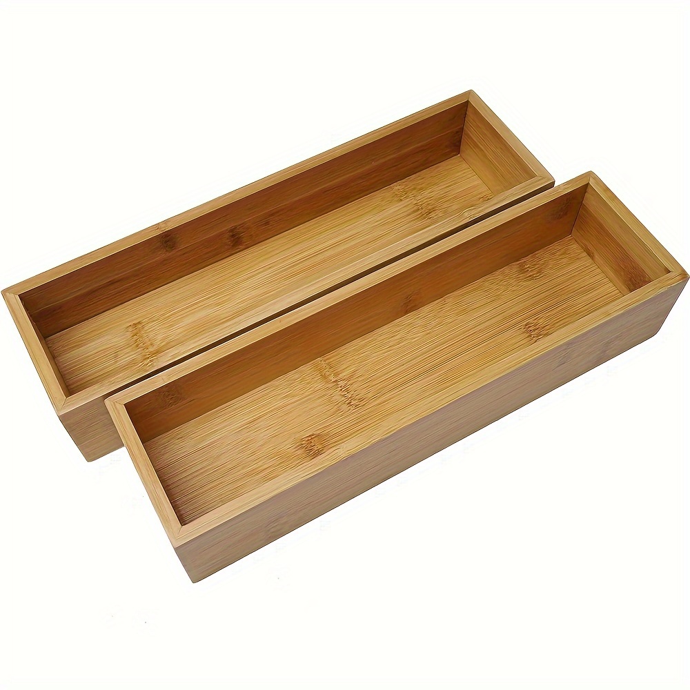 

Wheat-colored Bamboo Storage Boxes & Organizers Tray Set For Crafts, Sewing, Office, Bathroom, Kitchen Drawer Dividers